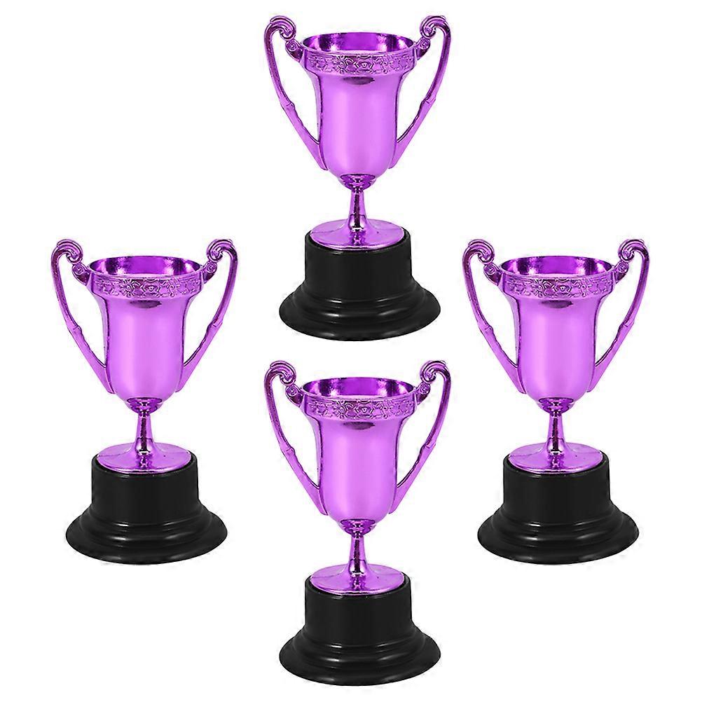 Mini Trophies For Celebrations Small Plastic Trophy Decor Game Prop Shiny Finish 4Pcs