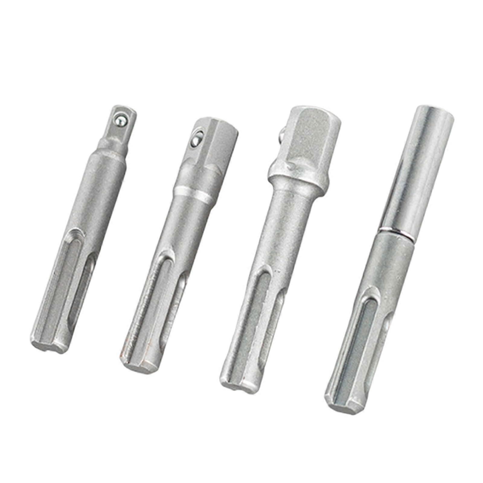 Socket Adapter 4-Piece Set, 1/4 In, 3/8 In, 1/2 In Drive, Hex Shank, Nut Driver Extension, Drill Bit Set, Holder Case