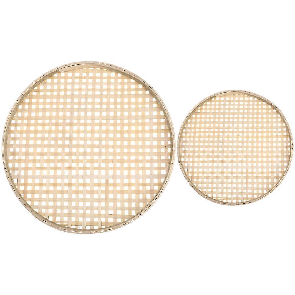 Bamboo Platter 2Pcs Square Kitchenware Assorted Use Sifting Kitchen Organization
