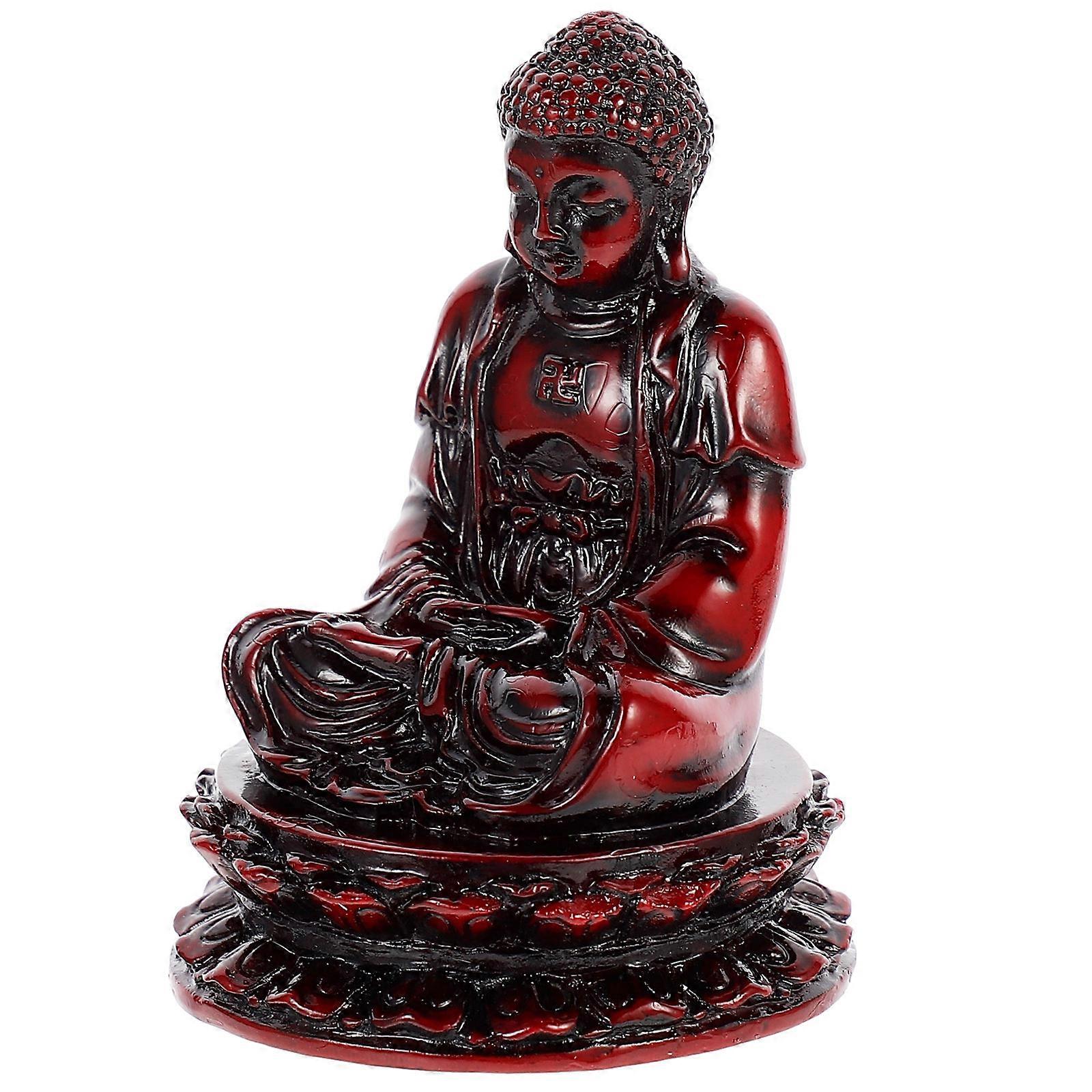 Sculpture Decor Red Resin Buddha Ornaments Suitable for Restaurant and Home Decoration with Detailing 1Pcs