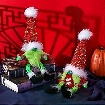 Grinch Gesichtslose Puppe Grün Pelz Monster Zwerg Weihnachten Zwerge Plüsch Rudolph Goblin Spielzeug Weihnachten Home Office Dekorationen Kinder Geschenk