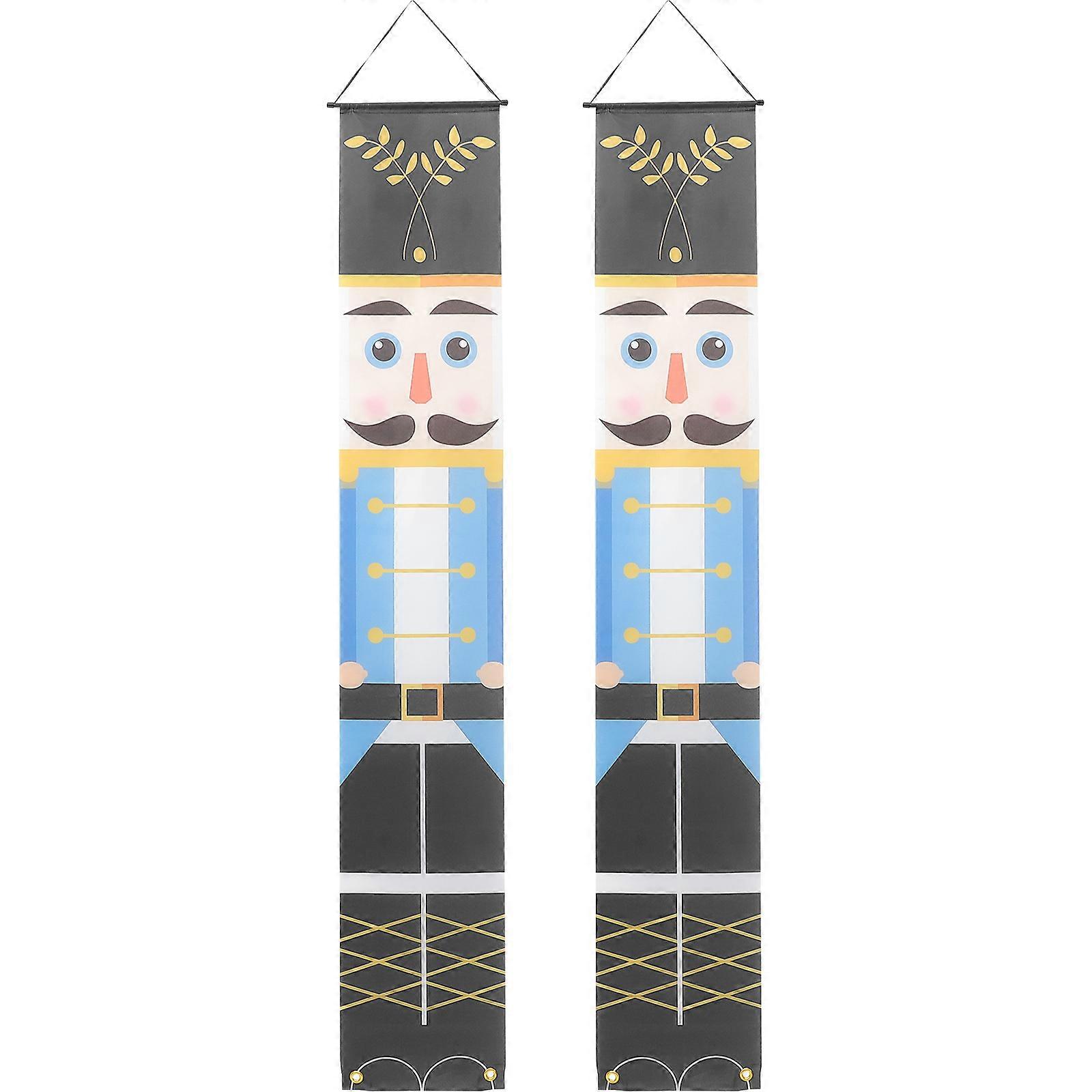 Nutcracker Door Banner Decoration For Christmas Parties 180X30CM Multi Color Weatherproof 1 Pair