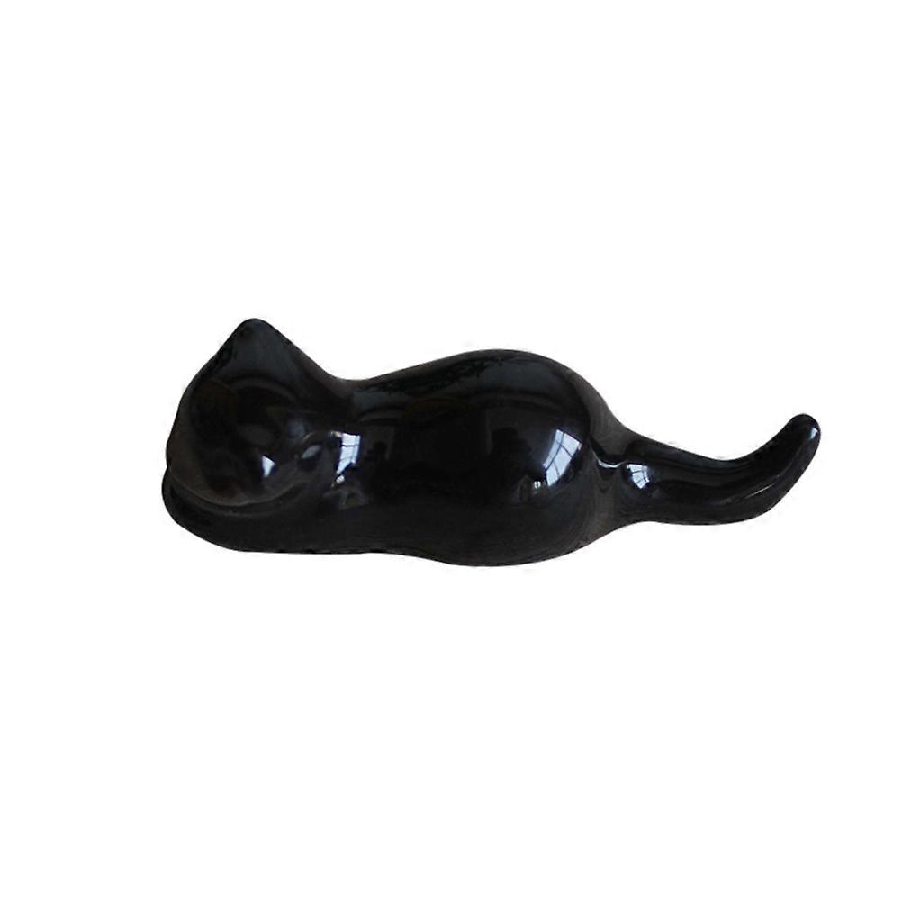 1 Pc Cat Design Ceramic Chopsticks Holder Japanese Style Chopstick Rack for Home Kitchen Art 9x3x2cm (Black)