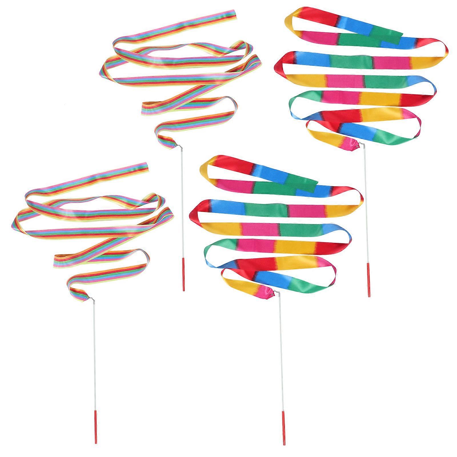 Gymnastics Ribbons 4 Pcs Assorted Color Dance Tools For Kids Enhancing Intelligence Development 400X4.5Cm Ideal For Artistic Dance
