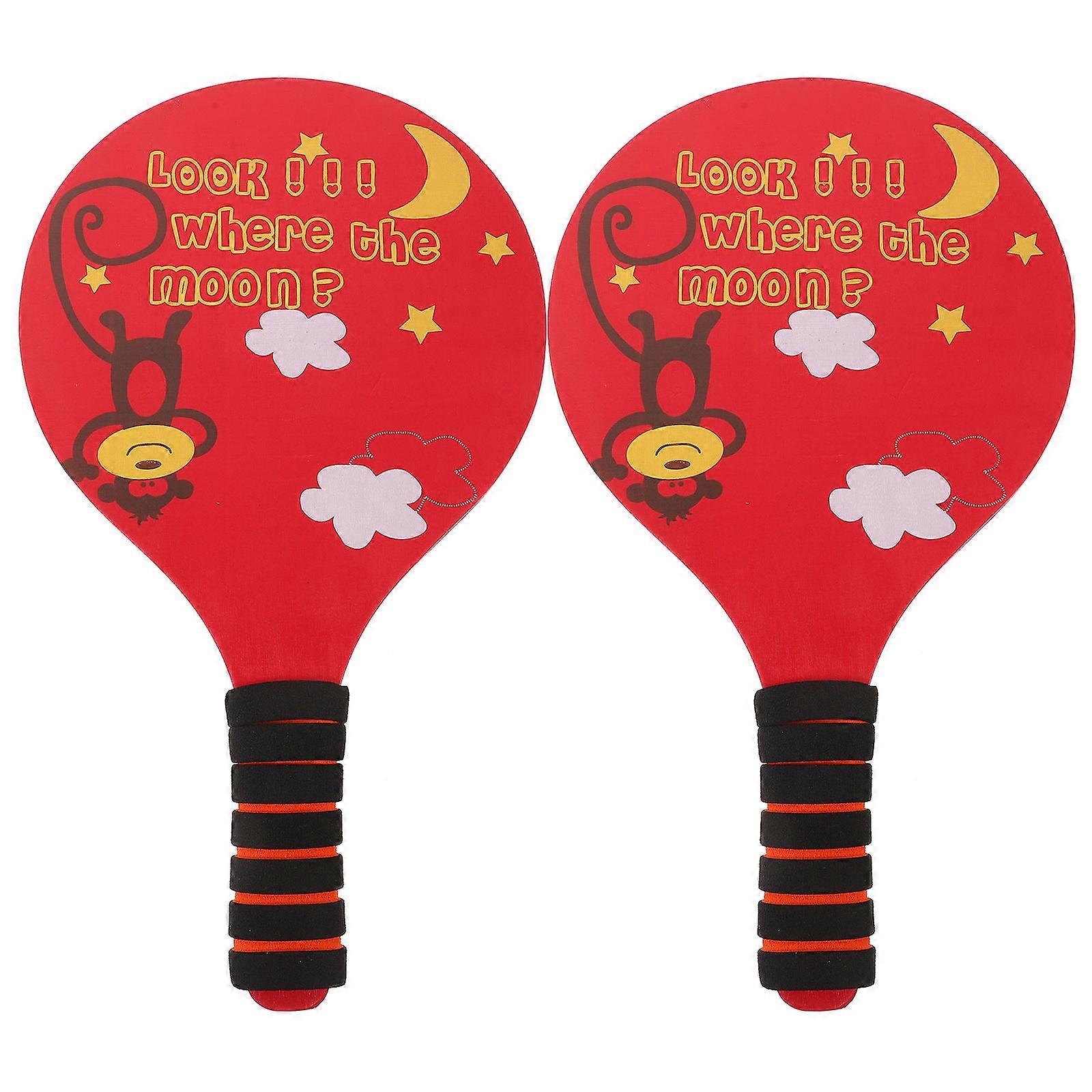 Wooden Pong Racket Set for Kids Playing 2pcs Black Timber Rackets Lightweight Durable Safe with