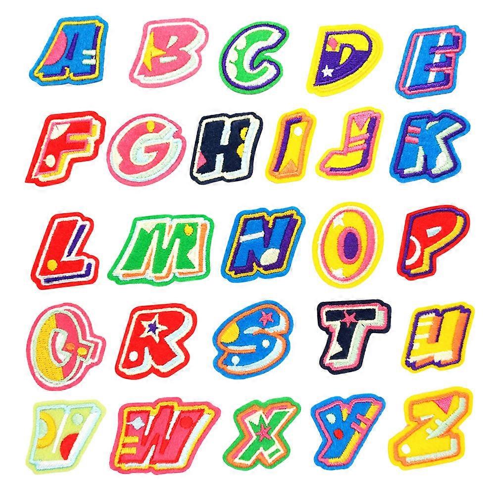 Embroidery Letter Patches 26Pack For Coats Assorted Color Cartoon DIY Patch Projects