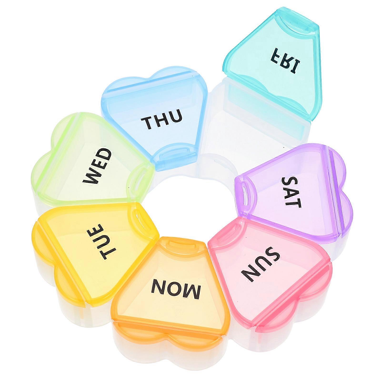 Portable Plastic Weekly Medicine Case for Storage and Organization Assorted Colors 12 Compartment