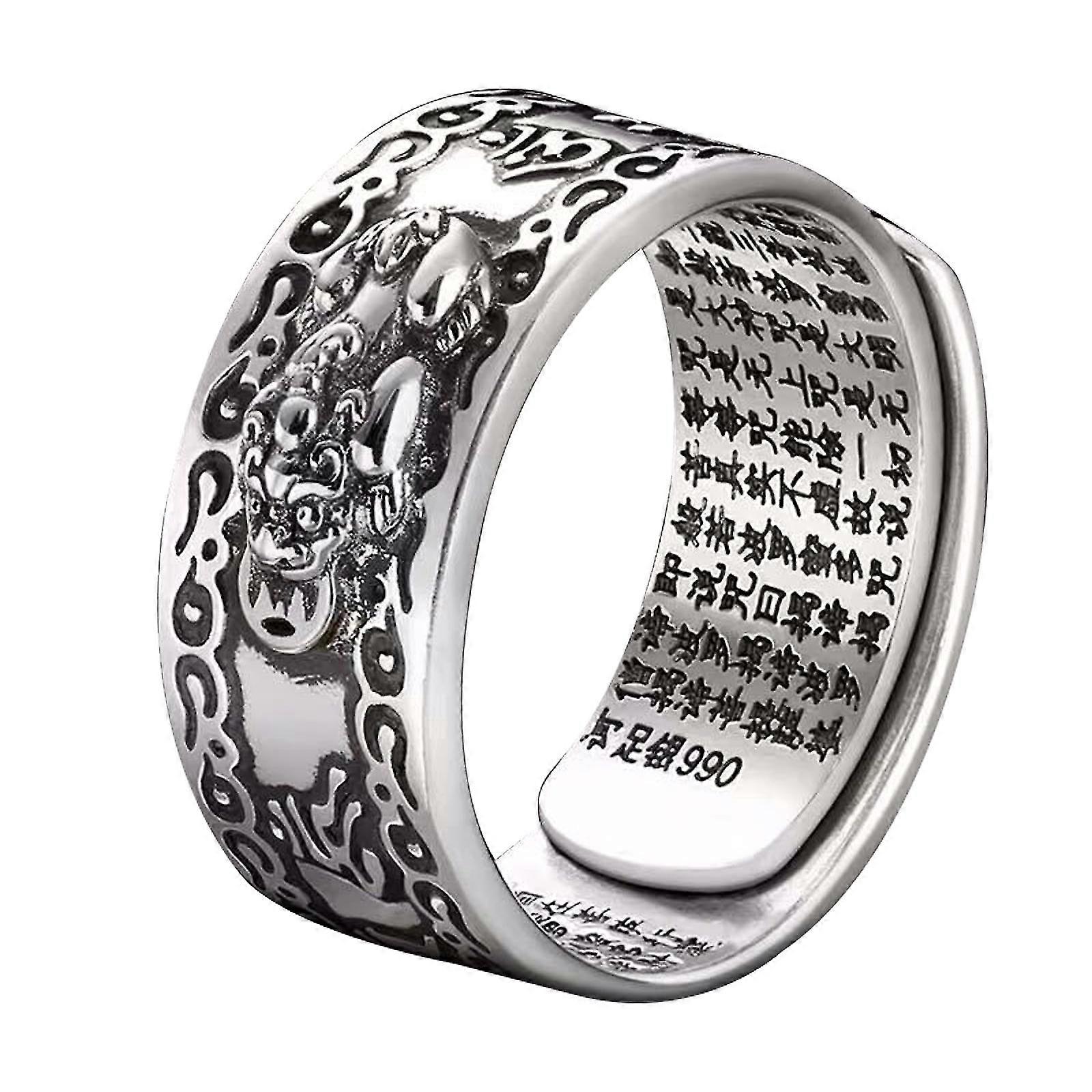 Retro Men's Ring: Adjustable Size, Durable, Symbolizes Luck and Wealth