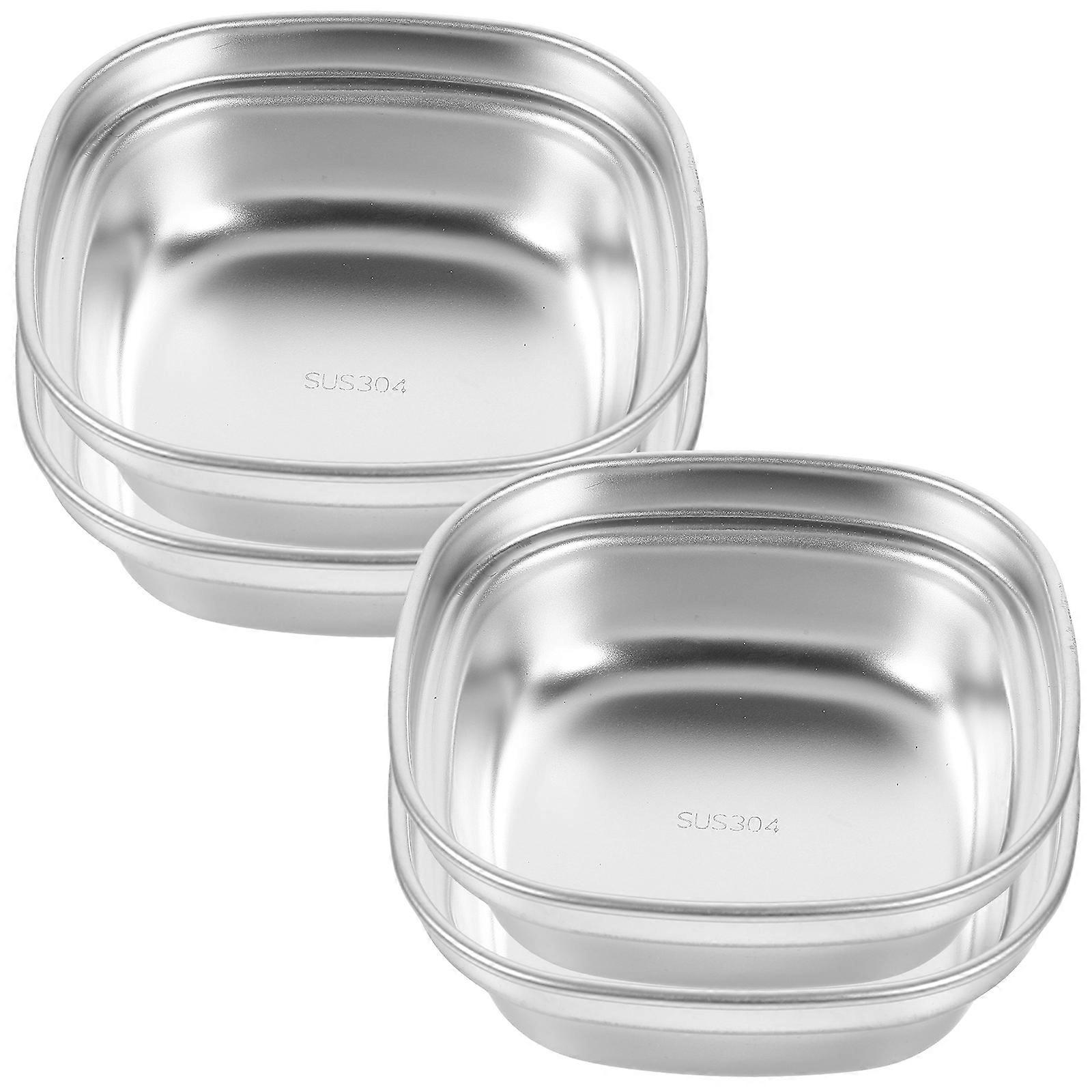 Multipurpose Dipping Bowls For Various Occasions 4Pcs Stainless Steel Appetizer Serving 8.00X8.00X2.50Cm Flat Bottom Design