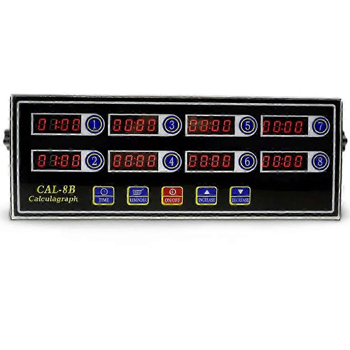 8-Channel Digital Kitchen Timer with Stainless Steel Design - Commercial Calculation Timer with Alarm & Clock Reminder for Chefs