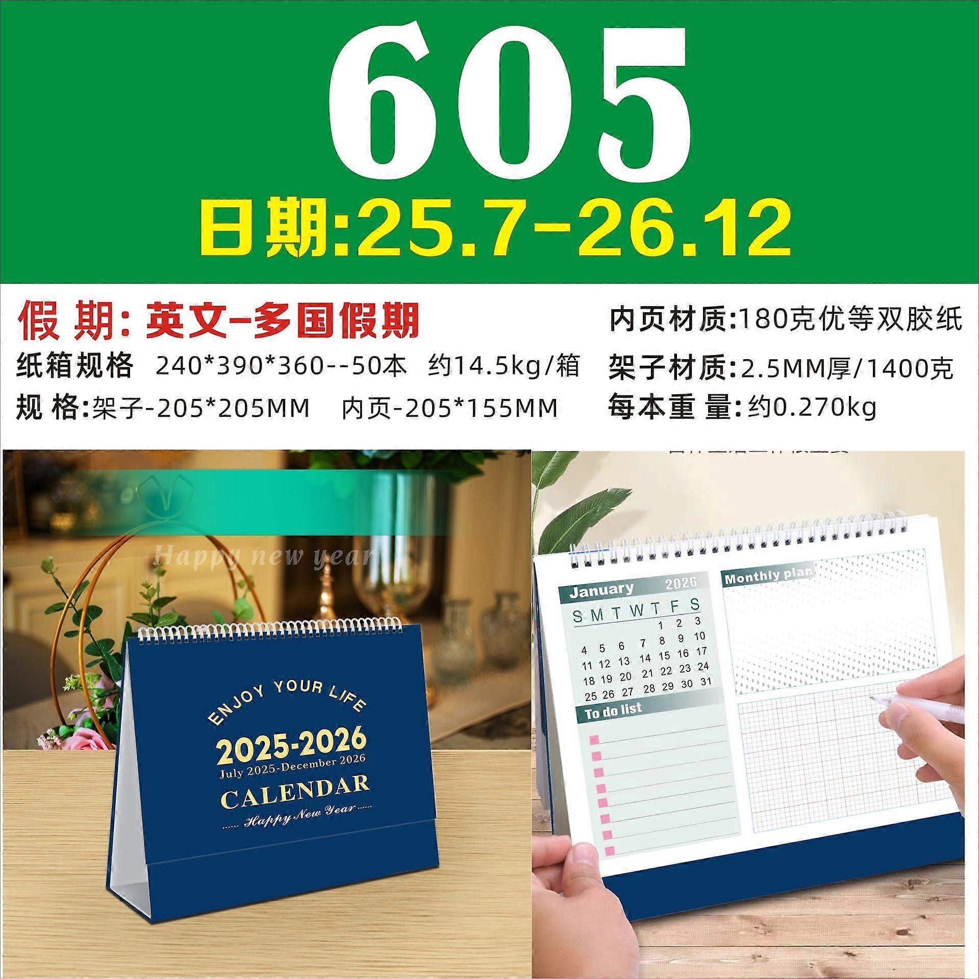 2PCS Desktop Flip Calendar 2026: Standing Table Calendar 2025-2026 Twin-Wire Binding with Noting Pad for Modern Office and Teacher Planning