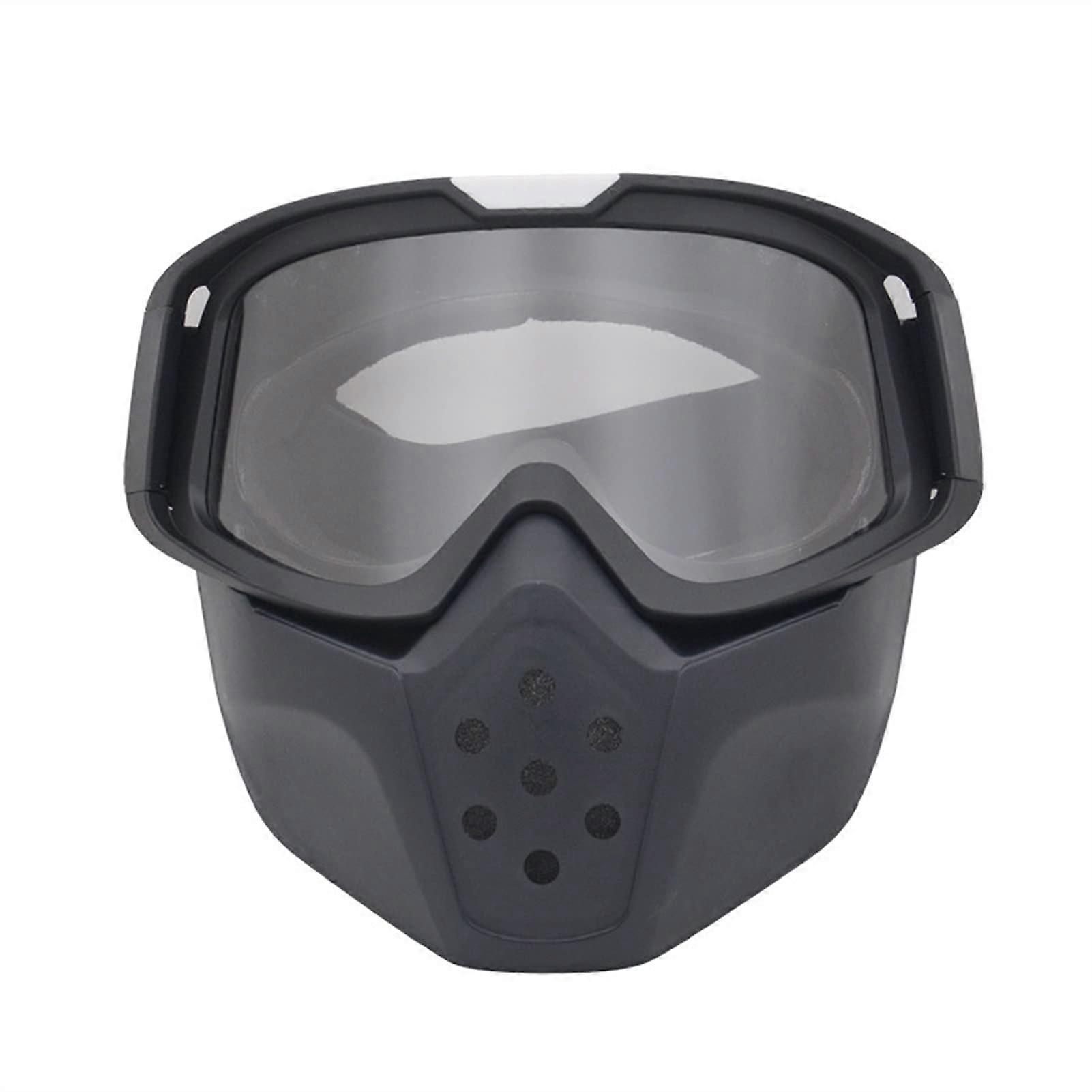 Bike Motocross Goggles, Motorcycle Goggle Mask, Retro Open Face Helmet Mask (Color: Transparent Lens)