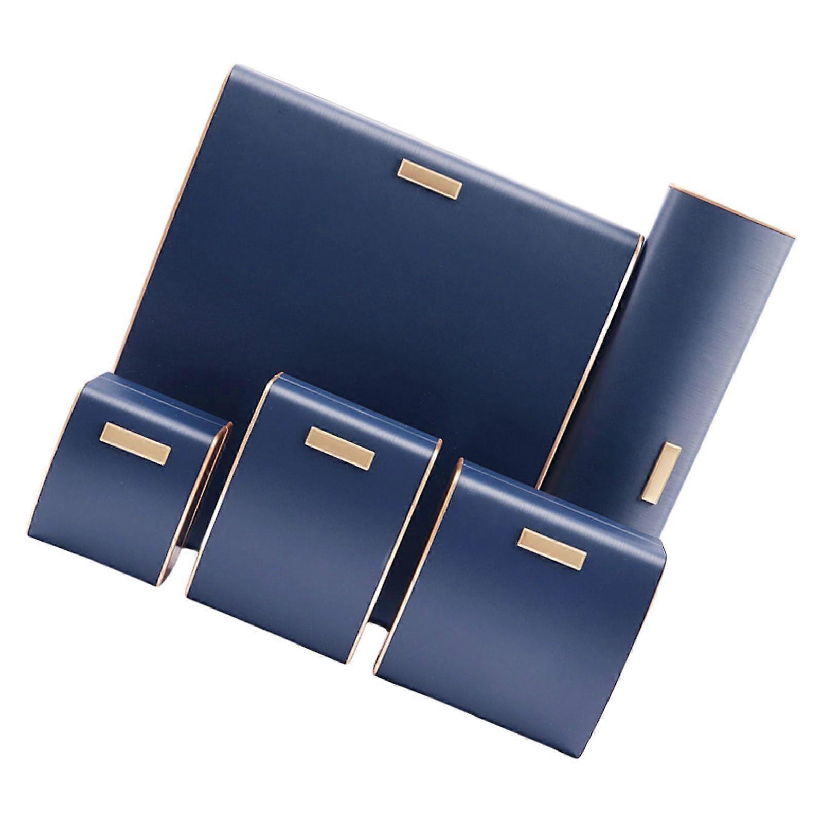 Stylish jewelry box, multifunctional storage container for home use, multifunctional leather case, jewelry case, 5 pieces blue