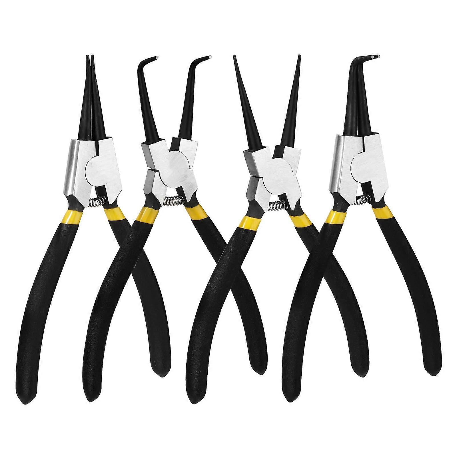 Circlip Pliers Set 7 Inch Snap Ring Pliers for Internal External Retaining Rings Straight Bent 4 Piece Tool Kit