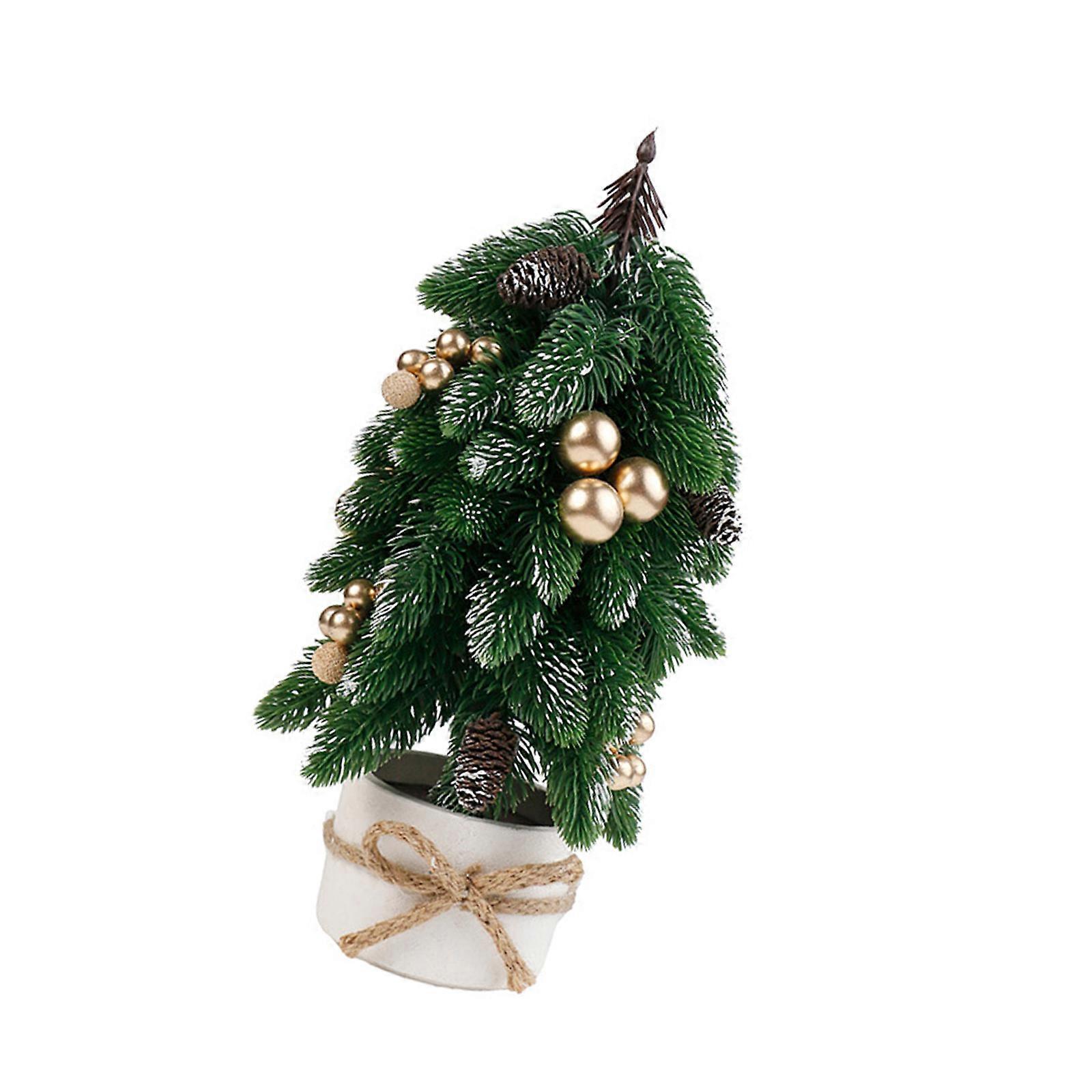 Artificial Christmas Tree With Base Small False Tree Crafting Displaying Decoration for Tabletop Party Decorations  Yellow