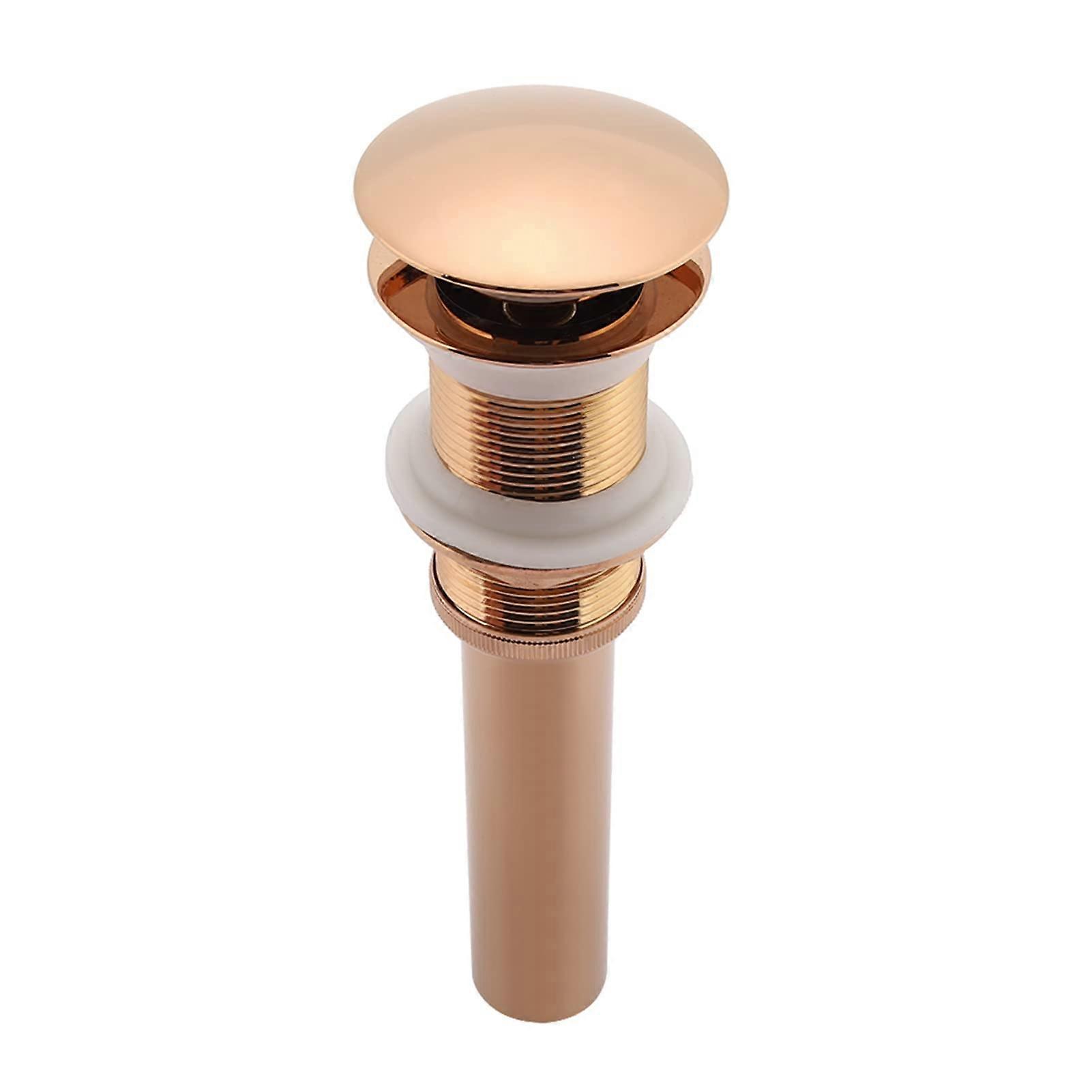Pop-Up Drain, G1 1/4 Inch Brass Bathroom Sink Drain Assembly, Rose Gold Finish, No Overflow Feature