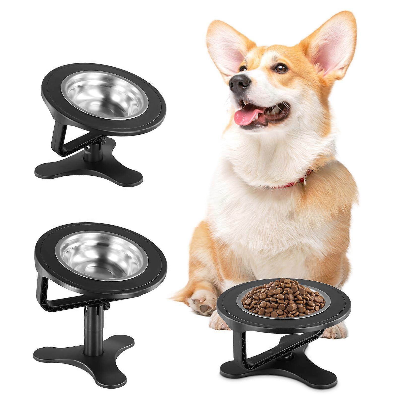 2 Pack Elevated Cat Bowls with Stand, Tilted Adjustable for Cats and Puppies