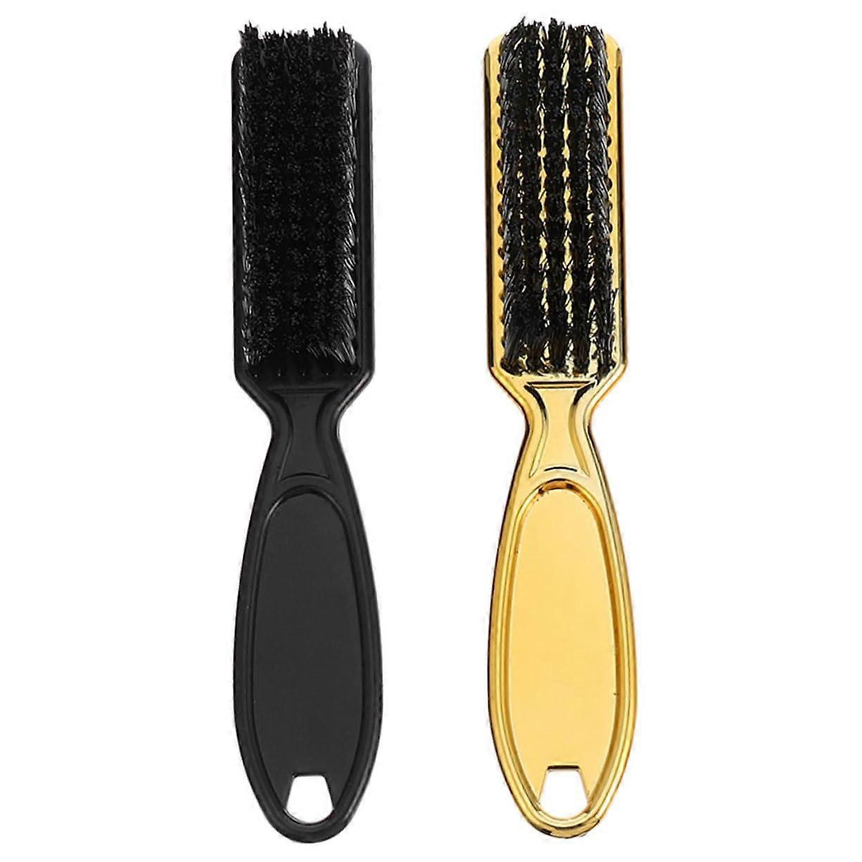 2Pcs Neck Hair Cleaning Brush Set with Durable Nylon Bristles, Handheld Shredded Hair Remover, Portable Black and Gold Design