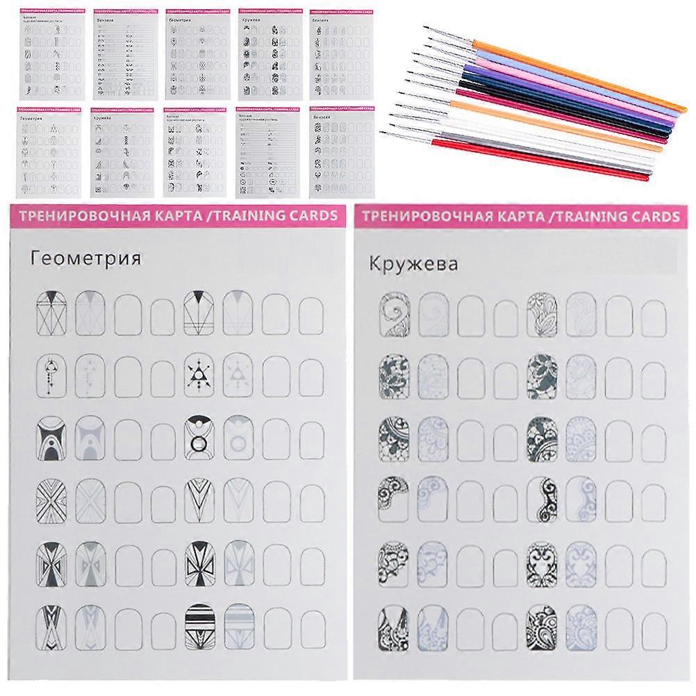 1 Set Nail Art Practice Drawing Template Nail Practice Painting Template Nail Liner Pen