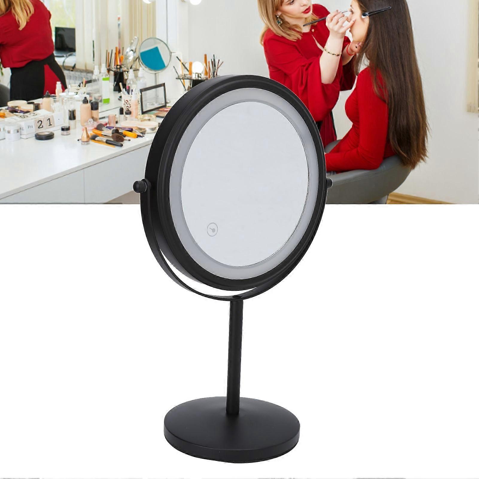8in LED Makeup Mirror Double Sided 3X Magnify Touch Switch Black