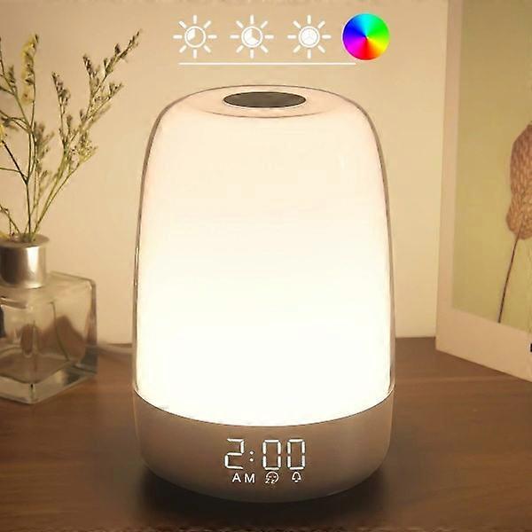 Touch Wake Up Night Light with Sunrise Simulation Alarm Clock, 3-fach dimmbare warmweiße Bettlampe.