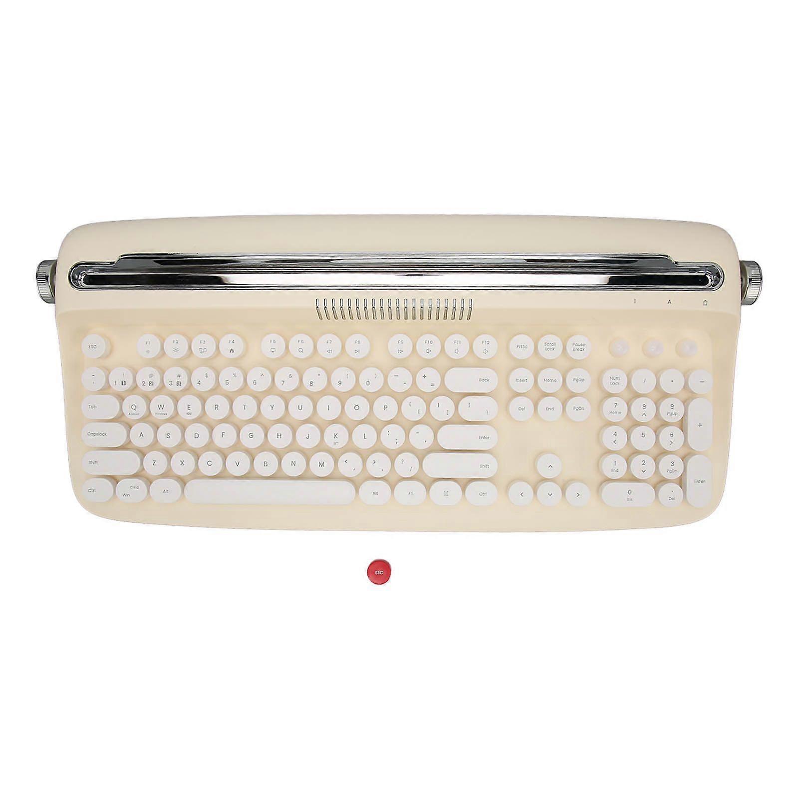 Wireless Typewriter Keyboard Retro Style 104 Keys BT5.0 Integrated Stand Tablet Keyboard for Smart Phone Laptop Yellow