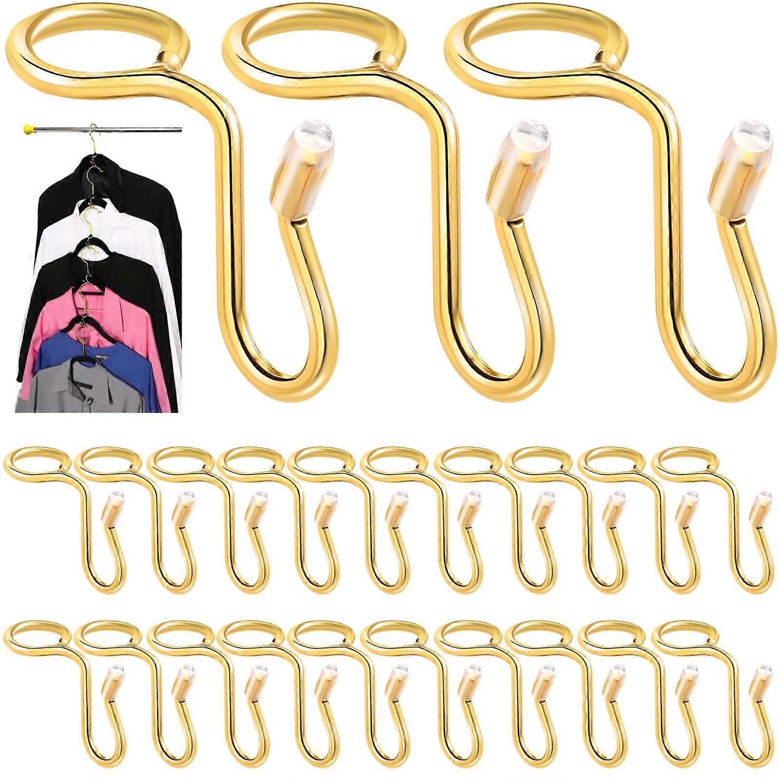 Cascading Hooks Gold 50-Pack For Closets, Vertical Clothes Organizer, Storage Solution With Magic Hooks
