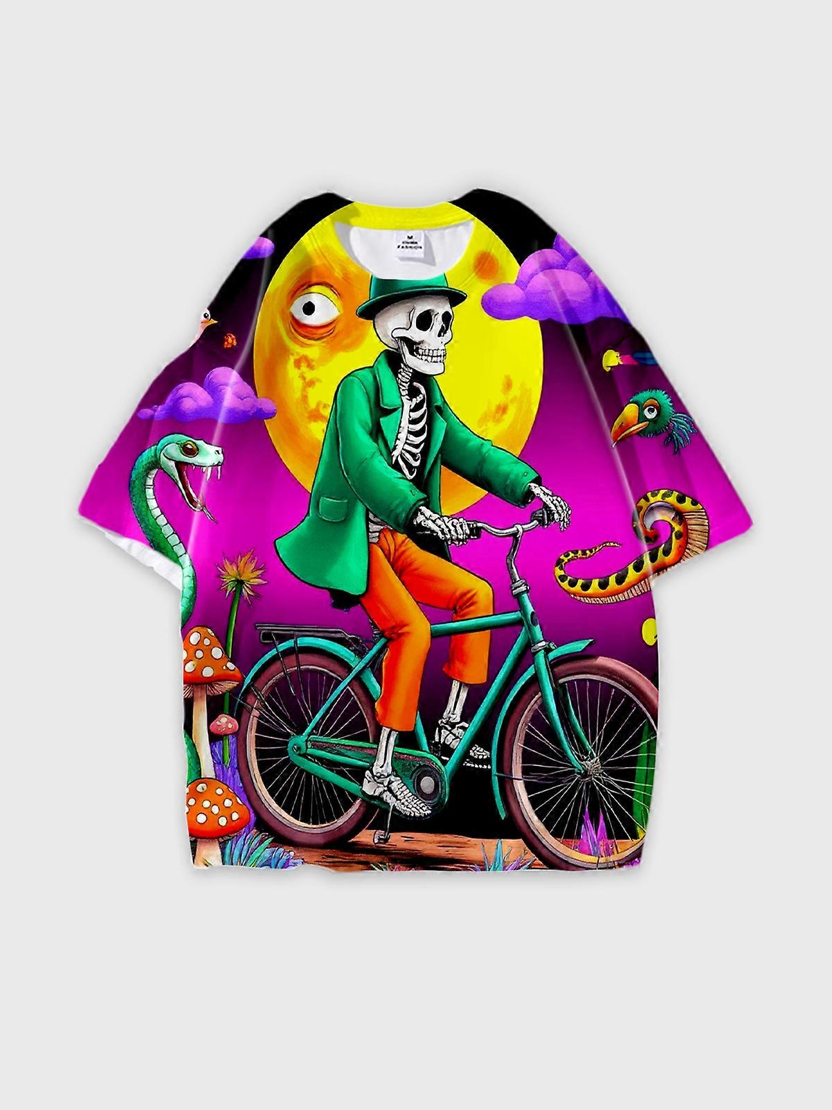 T-Shirt Round Neck, Loose Short Sleeve Pattern Graphic Tee, Unisex Summer Casual Top U1818