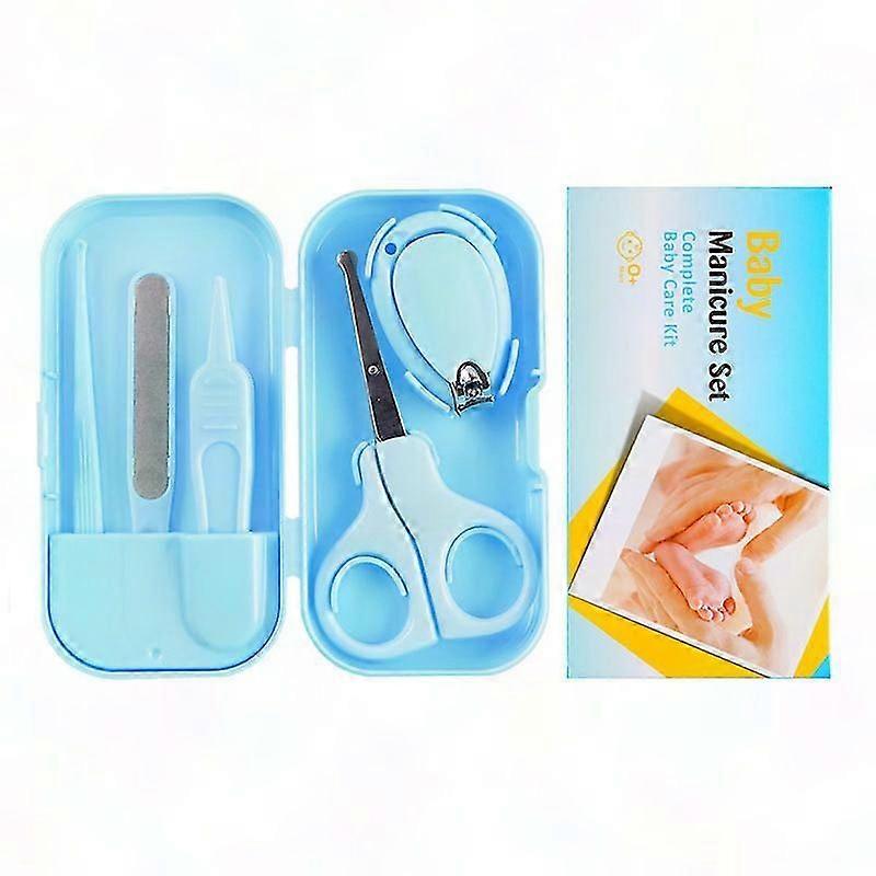 Baby Manicure Set 5-in-1 Kit with Nail Clippers, Scissors, File & Tweezers - Safe Nail Care for Newborns, Babies & Toddlers (Blue)