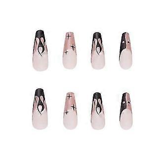 False Nail Tips Fake Artificial Art Diy Finger Cover Long Square Head Tai Chi Flame Series Finished Product