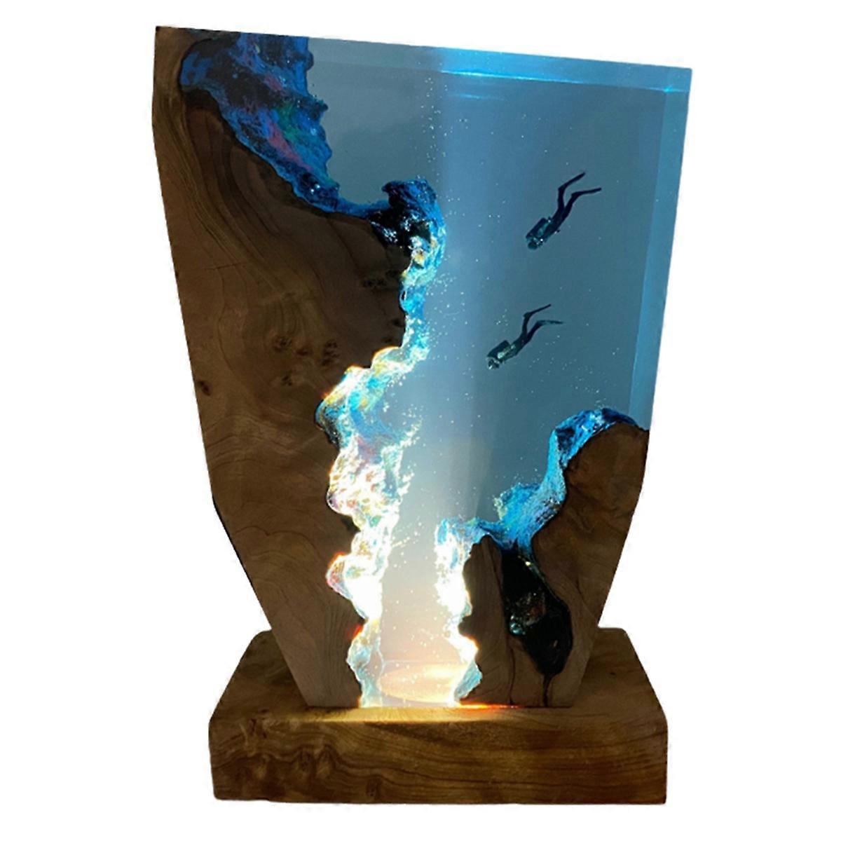 Seabed Exploration Organism Resin Table Light 2 Divers Resin Table Light Seabed Exploration Theme Night Light 8x5 Inches