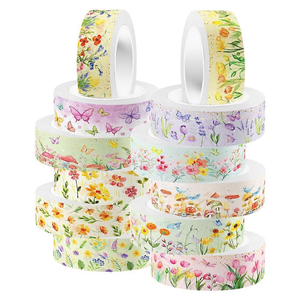 Washi Tape For Crafting 12 Rolls Assorted Color With Hand Tearing Function Ideal For DIY Projects