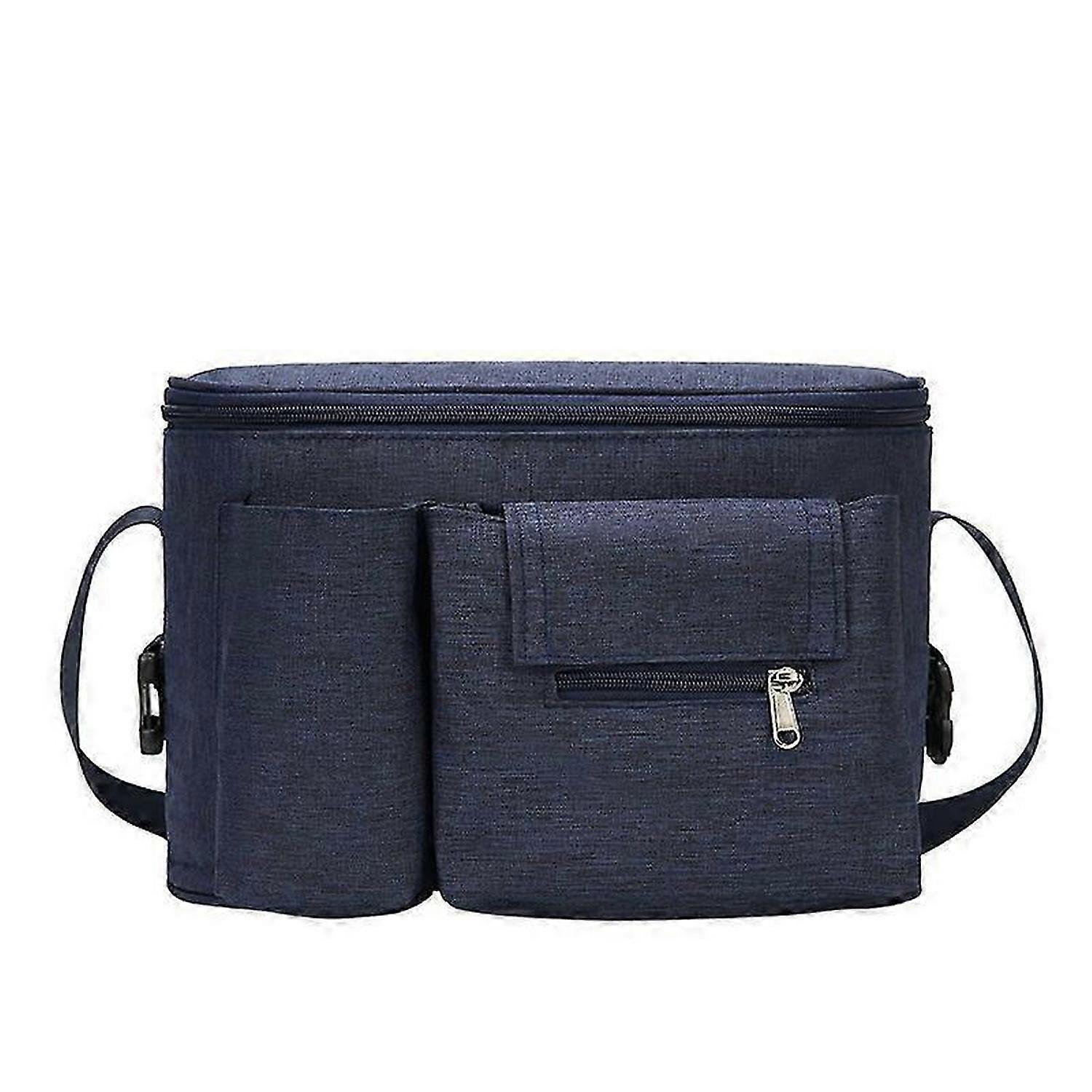 Pram Organiser, Buggy Organiser, Stroller Organiser Bag with Cup Holder & Shoulder Strap (Blue)