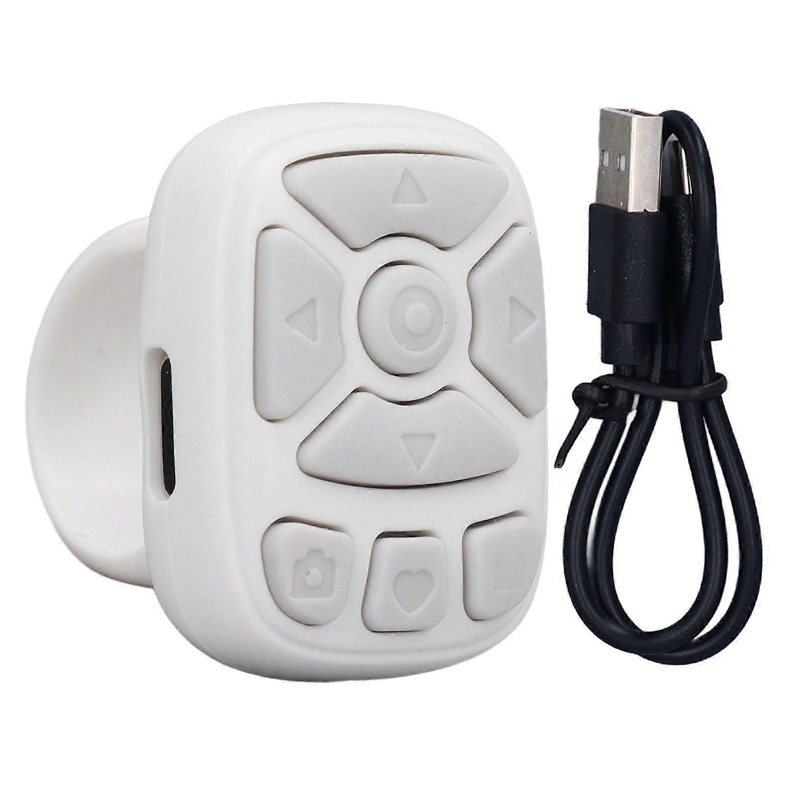 Bluetooth Remote Control Scrolling Ring Wireless Page Turner Fingertip Scrolling Ring for IOS 15 White