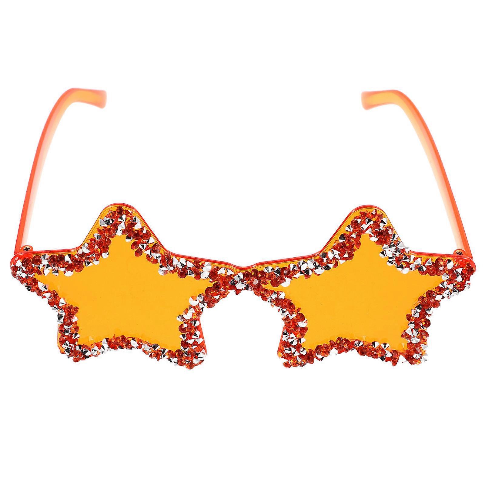Orange Rimless Star Sunglasses for Party with Rhinestones 4Pcs