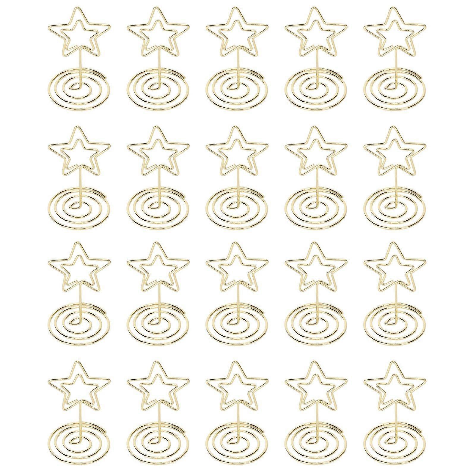 20PCS Place Card Holder Small 5 Pointed Star Shape Photo Picture Holders Table Card Holder Gold
