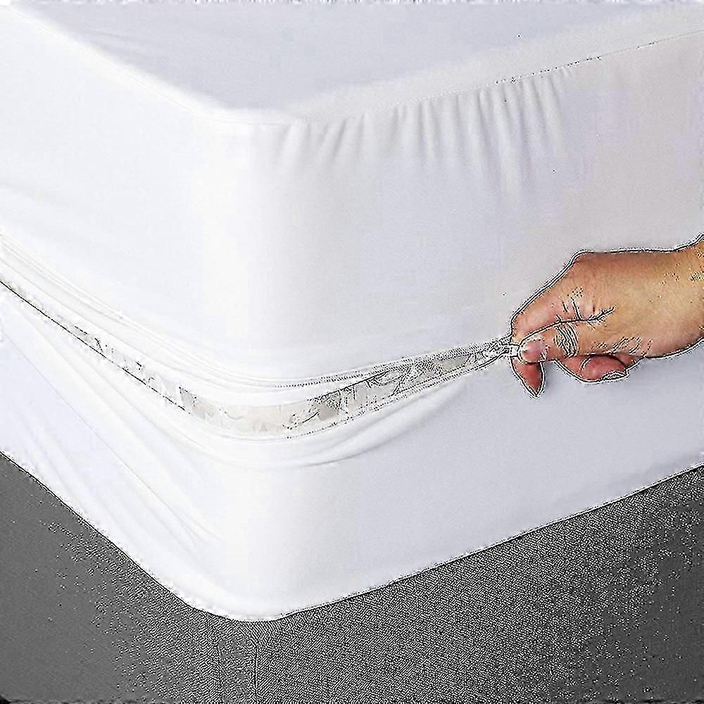 Waterproof Mattress Cover 6-Sided Fully Enclosed with Zipper Closure for Double Bed (54x75in)