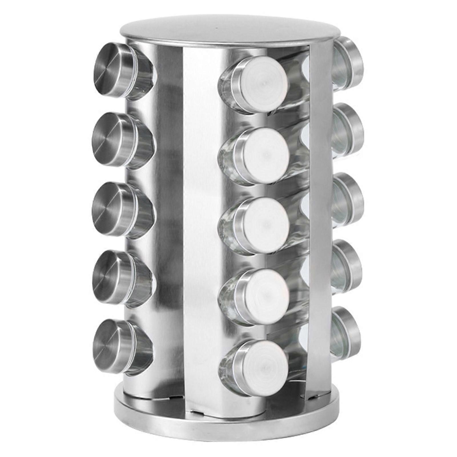 360 Degree Rotating Spice Rack Organizer Stainless Steel Multi Tier Revolving Seasoning Holder for Kitchen Countertop