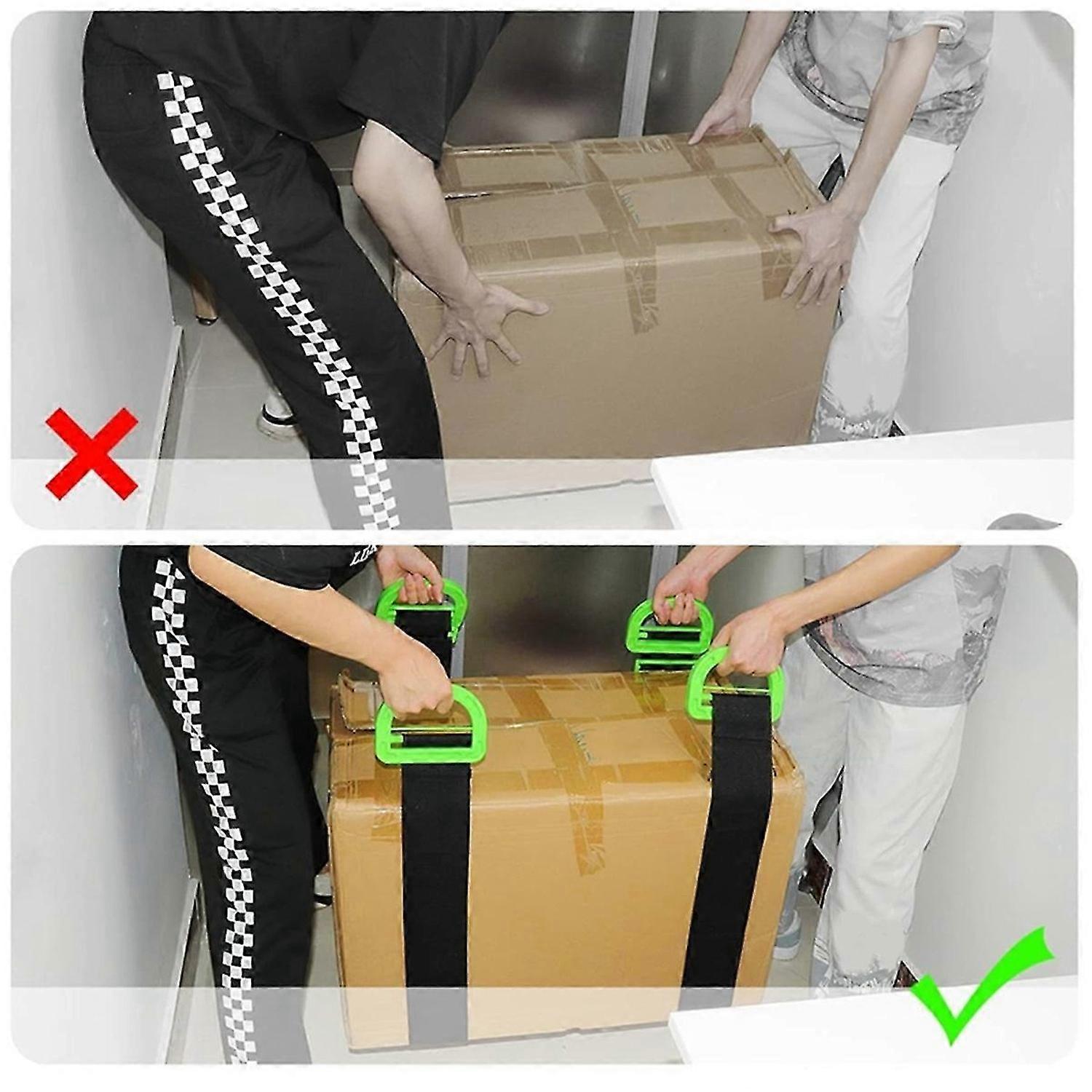 Moving Belt, Single or Two-Person Retractable Carrying Straps with Handles, (2 Pieces)