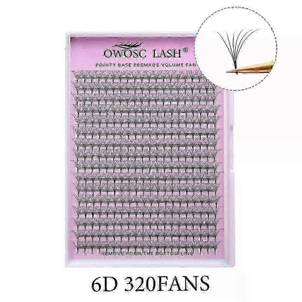 OWOSC 320 Fans Pointy Base Premade Volume Fans Medium Stem Sharp Thin Pre Made Russian Volume Fan Eyelash Extensions custom logo
