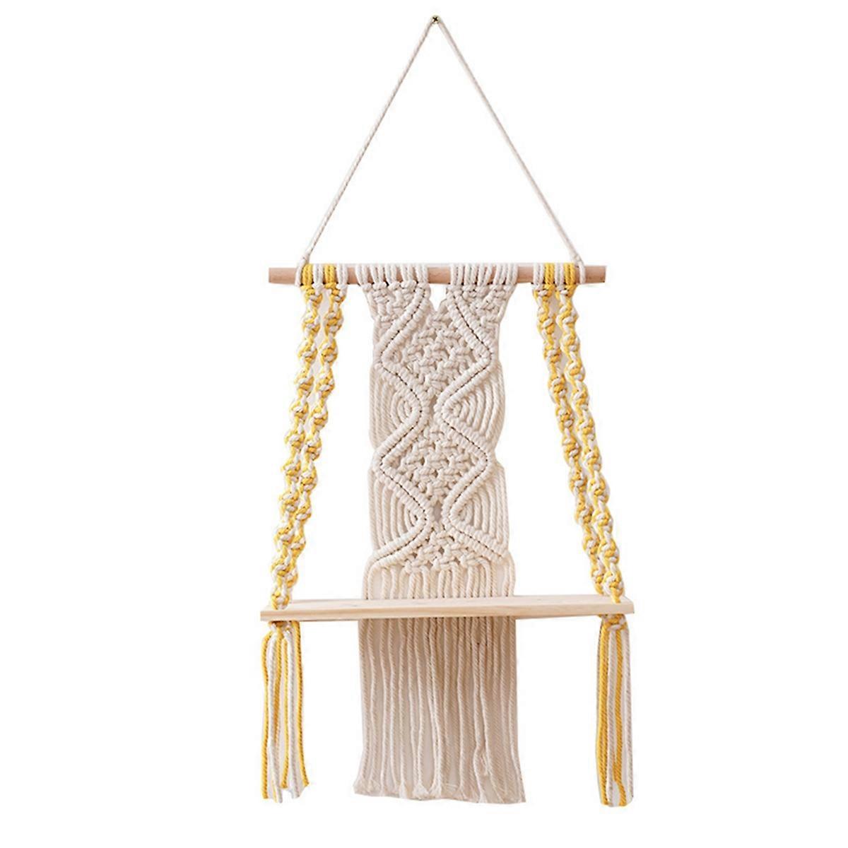 Single Tier Macrame Boho Wall Hanging Shelf