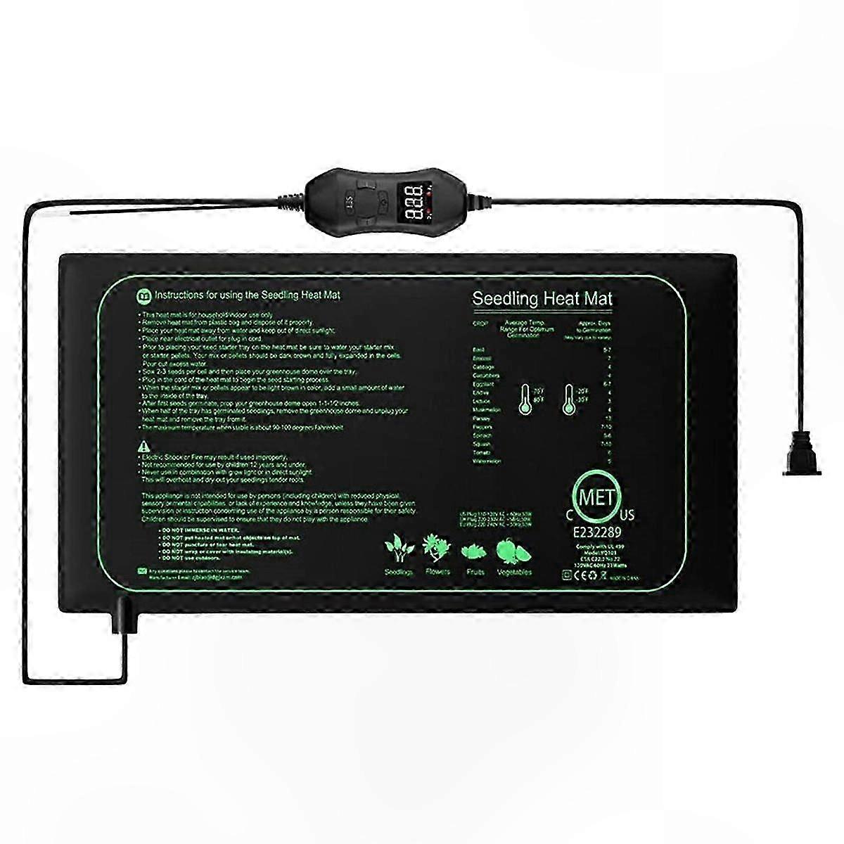 50W Heating Pad with Adjustable Thermostat for Seedlings and Plant Growth, Temperature Range 5°C to 42°C