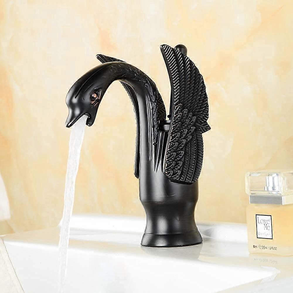 Faucet Bathroom Basin Brass Mixer Tap Single Handle Hot Cold 190mm Black
