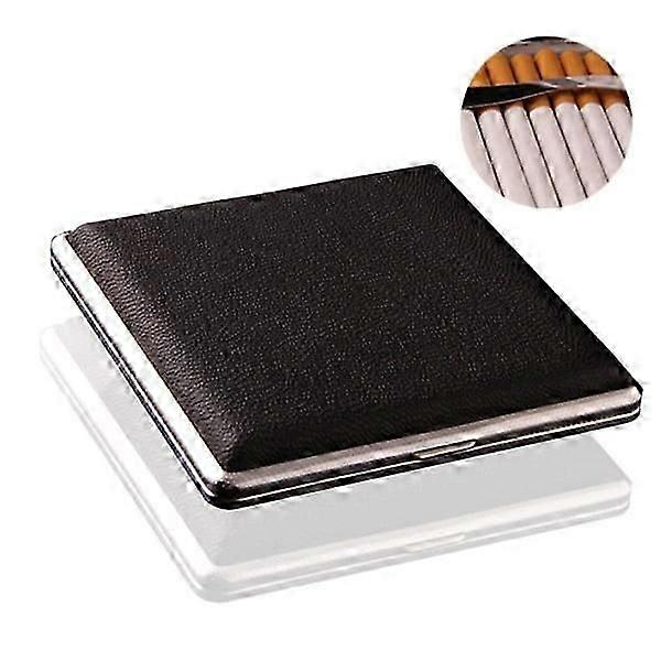 Leather and Metal Cigarette Holder Case, Holds Up to 20 Regular Cigarettes, Stylish Design