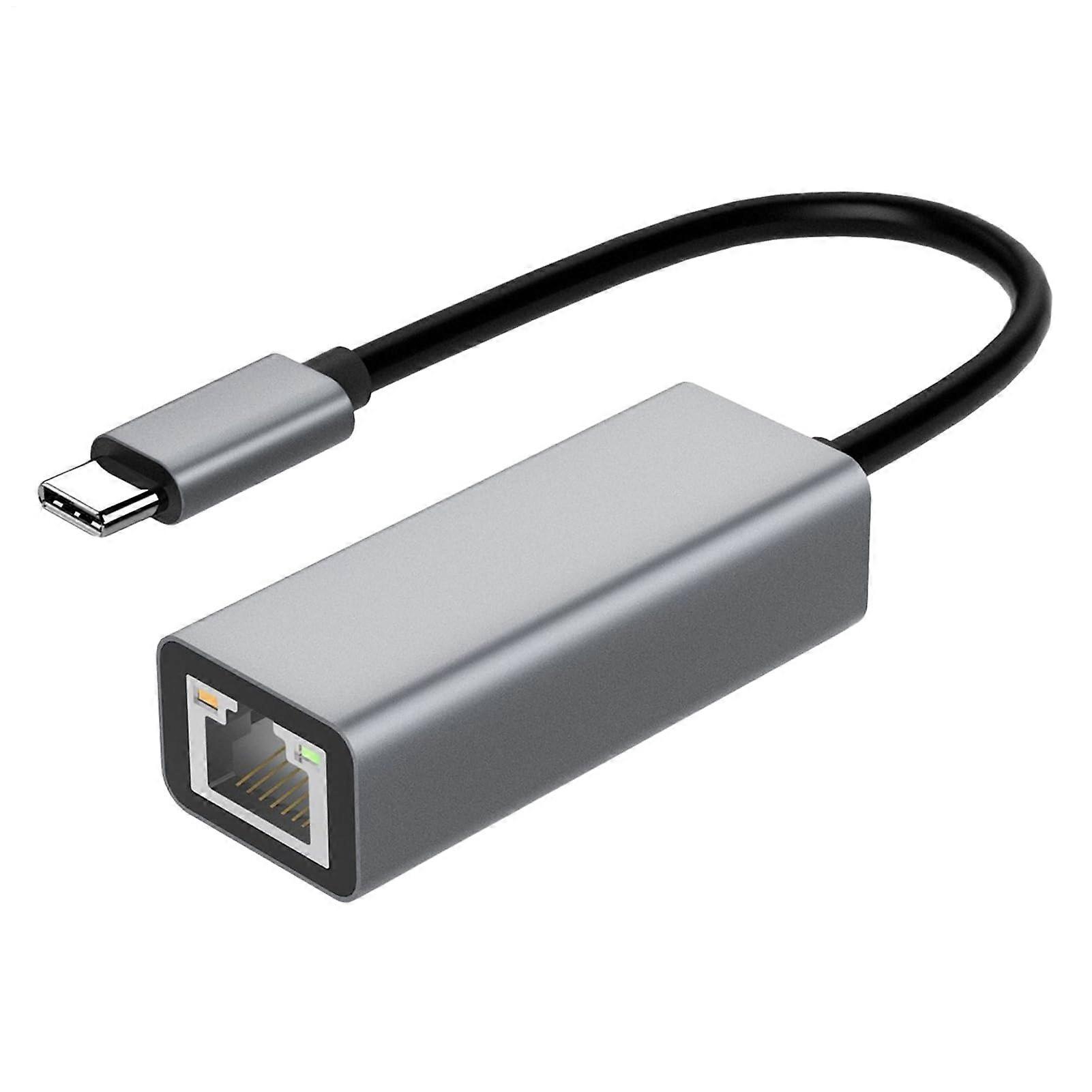 Type C Network Adapter Gigabit USB Ethernet Converter For Laptop Gray With Stable Wired Connection