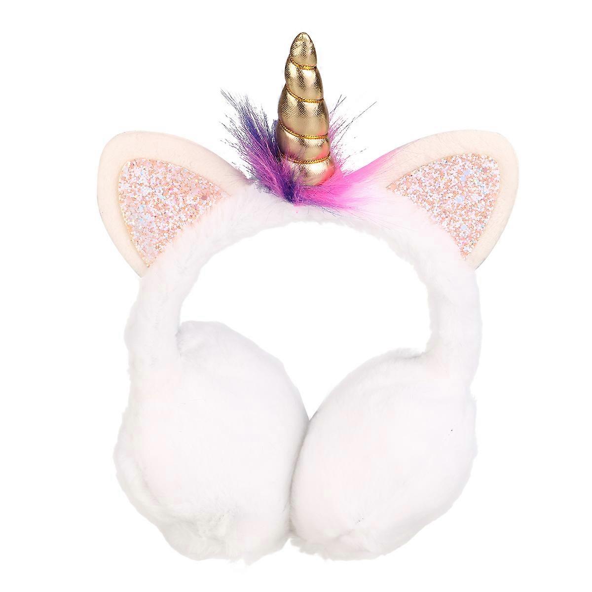 Warm Earmuffs Plush Cartoon Unicorn Design for Ear Warming