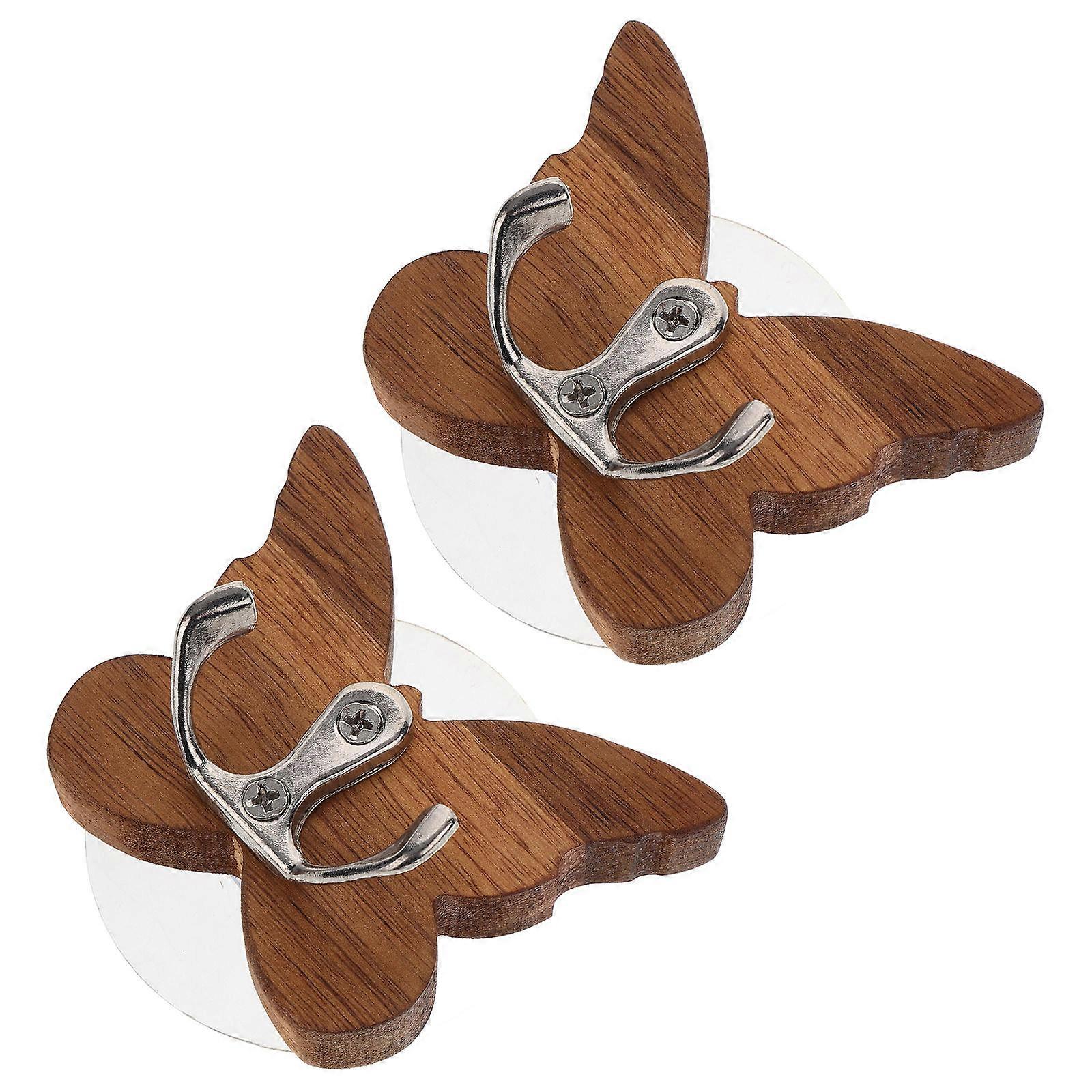 Metal and Wood Coat Hooks for Wall Mounting 6Pcs Butterfly Key Hooks