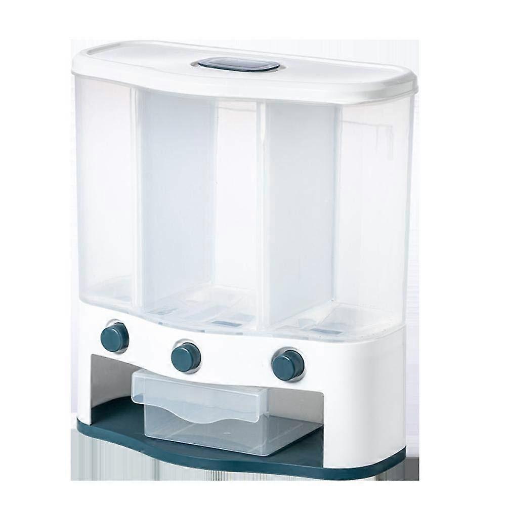 Dry Food Dispenser Wall Mounted 3 Grid Cereal Rice Storage Container Space Saving Kitchen Organization Solution