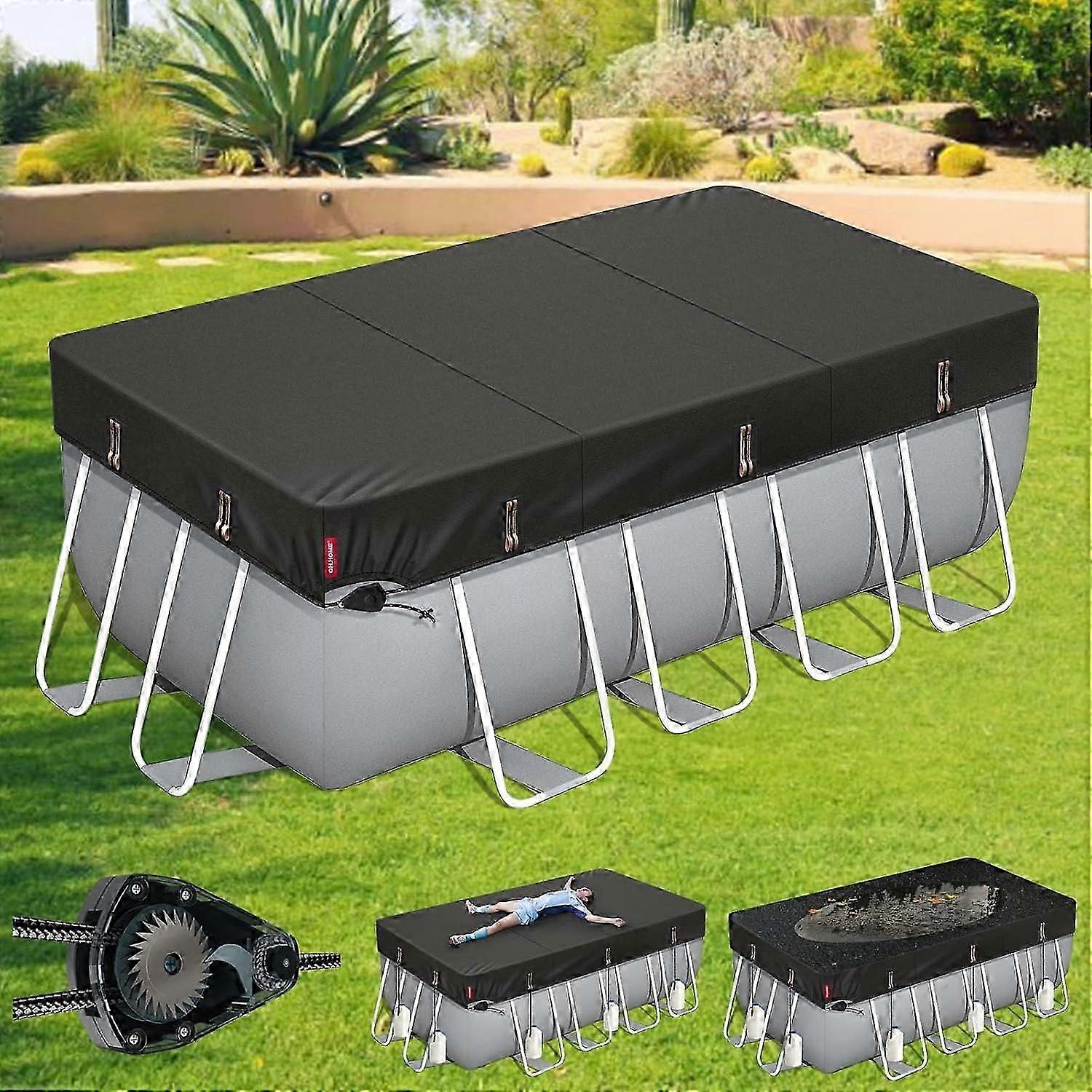 [2025 Upgraded Ultimate Windproof] 12x24 Ft Rectangular Pool Cover with Fast Tightening Patented Ratchet,Rectangle Pool Cover f