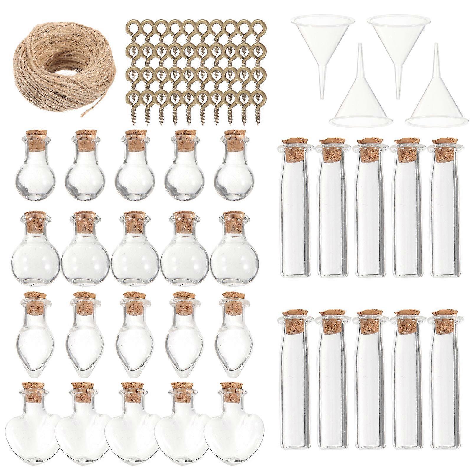 Tiny Glass Jars with Cork Lids Small Bottles for Decoration 3Sets